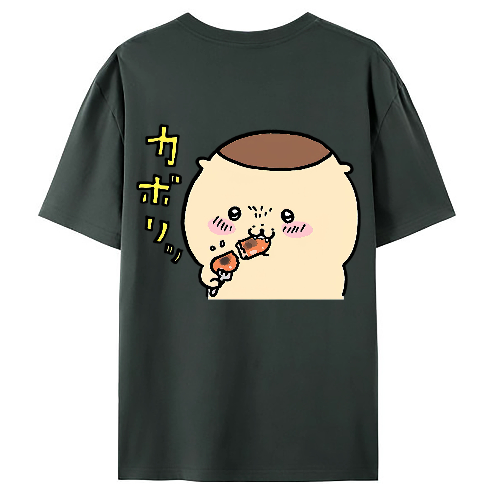 （画像用） ちいかわ くりまんじゅう Chii-kawa kuri manjū 綿100％ メンズ半袖Tシャツ（バックプリント） 通気性